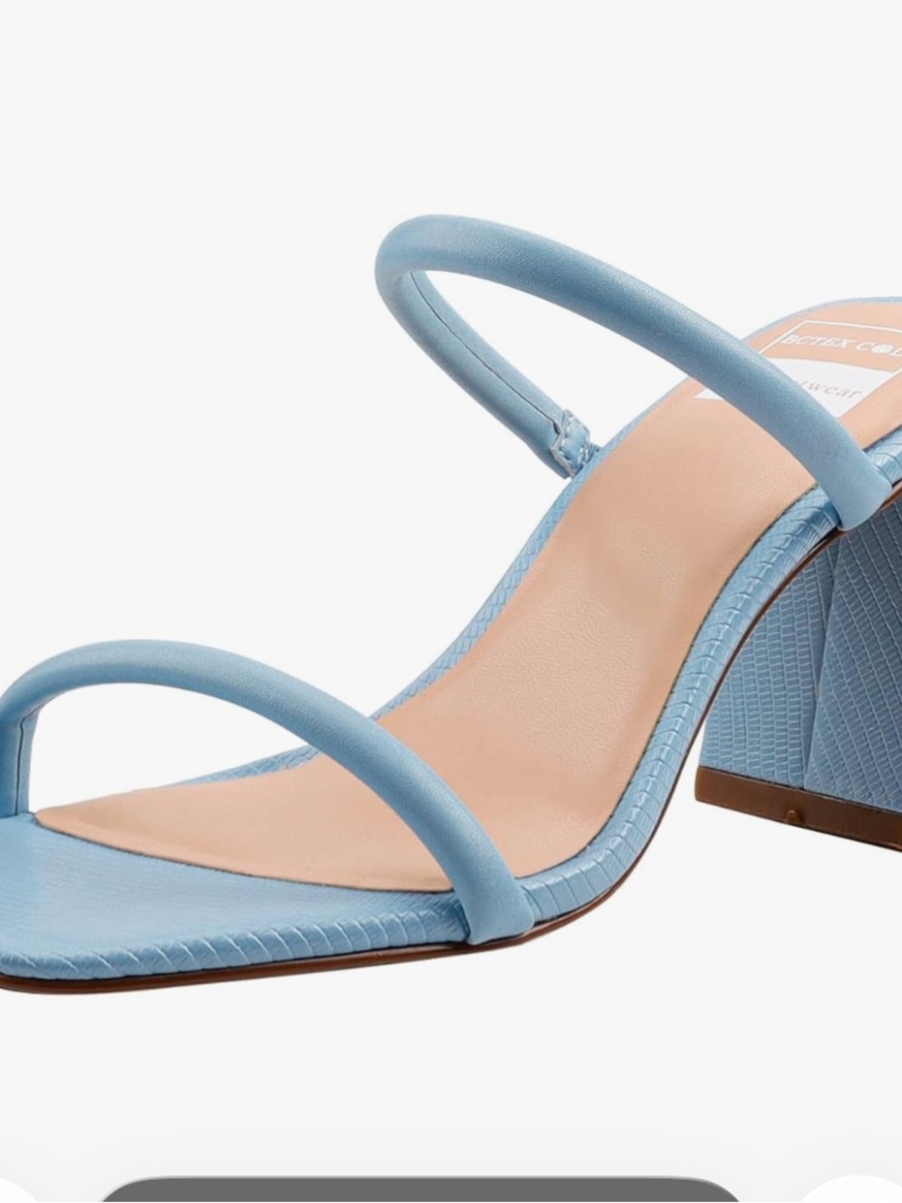 Light Blue Two-Strap Block Heel Sandal